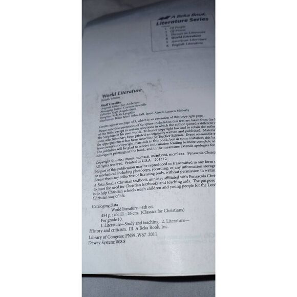 A Beka World Literature Fourth Edition T1 grade 10 - Picture 8 of 10